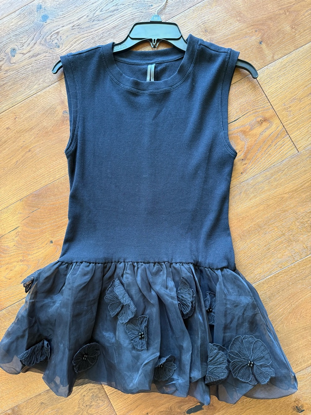 Anthropologie Black Ribbed Knit sleeveless top.
